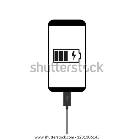 Smartphone, battery load icon. Vector illustration, flat design.