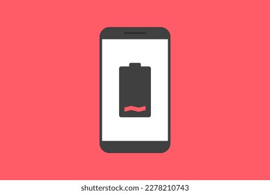 Smartphone battery notification vector icon sign symbol, smartphone and battery low