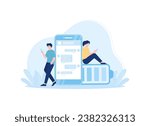Smartphone battery performance trending concept flat illustration