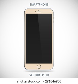 smartphone beige color with black touch screen and flare isolated on grey background. realistic and detailed mobile phone mockup. stock vector illustration