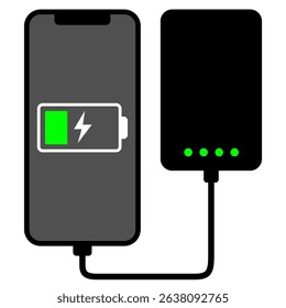 Smartphone being charged by connecting it to a mobile battery