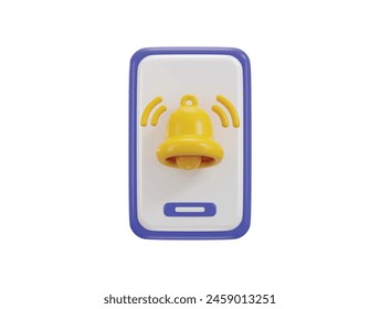 smartphone with bell icon concept of message notification icon 3d rendering vector illustration