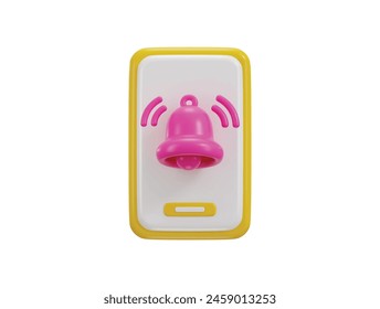 smartphone with bell icon concept of message notification icon 3d rendering vector illustration