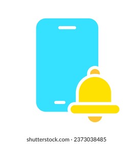 Smartphone with bell line icon. Gadget, phone, applications, Internet, technology, communication. Vector color icon on a white background for business and advertising.