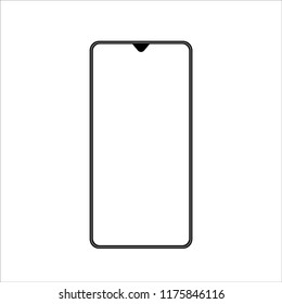 Smartphone with bezel less display on white background Illustration. Vector image of bezel less smartphone. EPS10 compatible