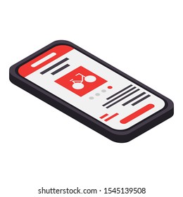 Smartphone bicycle rent icon. Isometric of smartphone bicycle rent vector icon for web design isolated on white background