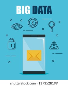 smartphone with big data icons