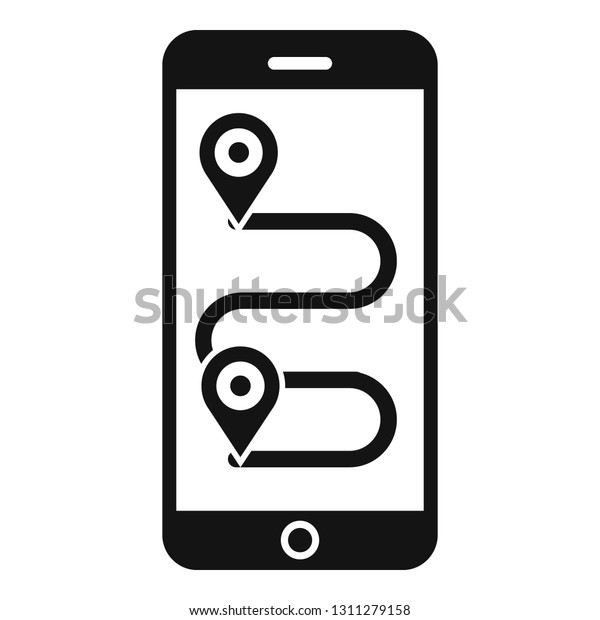 Smartphone bike route icon. Simple\
illustration of smartphone bike route vector icon for web design\
isolated on white\
background