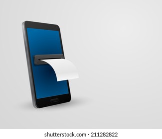 smartphone with bill check concept 3d