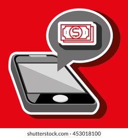 smartphone and bill dollar isolated icon design, vector illustration  graphic 