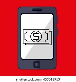 smartphone and bill dollar isolated icon design, vector illustration  graphic 