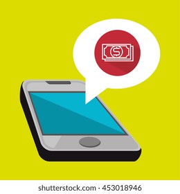 smartphone and bill dollar isolated icon design, vector illustration  graphic 