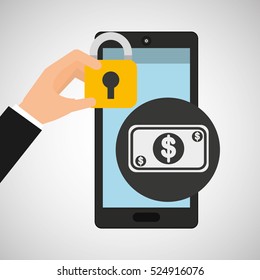 smartphone bill money security vector illustration eps 10