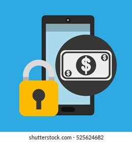 smartphone bill money security vector illustration eps 10