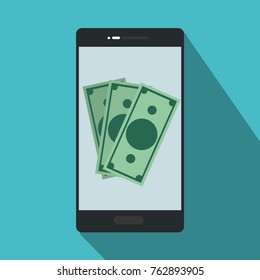 smartphone with bills inside to online nfc payment