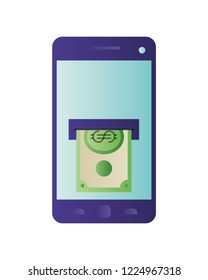 smartphone with bills isolated icon