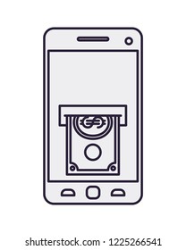 smartphone with bills isolated icon