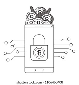 smartphone with bitcoin commerce technology icon