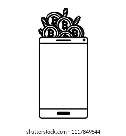 smartphone with bitcoin commerce technology icon