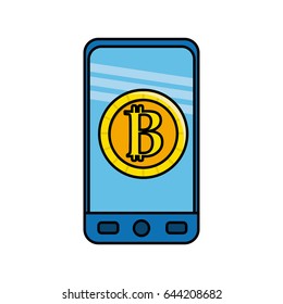 smartphone with bitcoin currency symbol inside