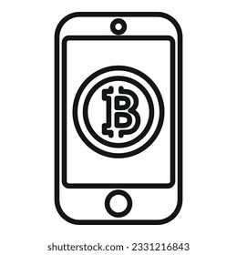 Smartphone bitcoin icon outline vector. Block chain. Finance node
