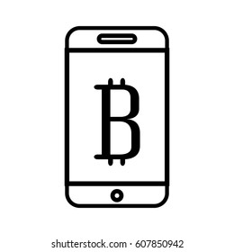 smartphone with bitcoin icon vector illustration design