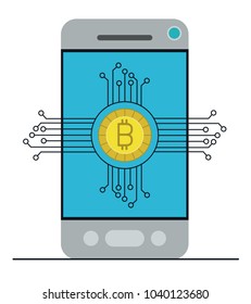 smartphone with bitcoin money