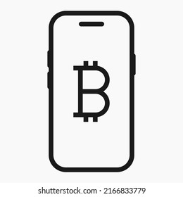 smartphone with bitcoin on screen icon vector flat illustration