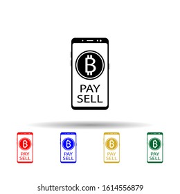 Smartphone, bitcoin, sell multi color style icon. Simple glyph, flat vector of mobile concept icons for ui and ux, website or mobile application