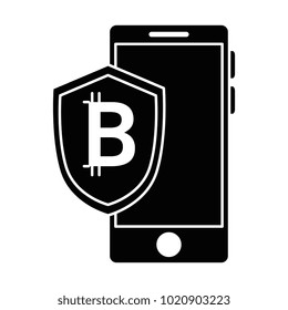 smartphone with bitcoin shield