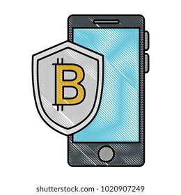 smartphone with bitcoin shield