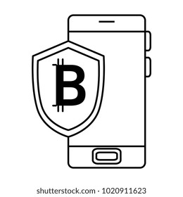 smartphone with bitcoin shield