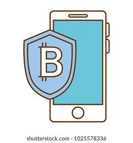 smartphone with bitcoin shield