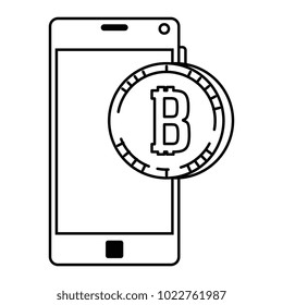 smartphone with bitcoin virtual money