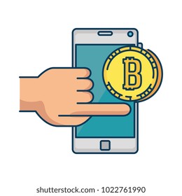 smartphone with bitcoin virtual money