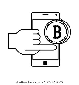 smartphone with bitcoin virtual money