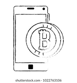 smartphone with bitcoin virtual money