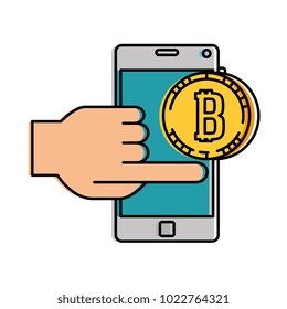 smartphone with bitcoin virtual money