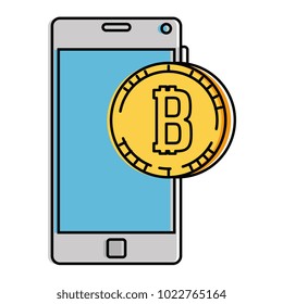 smartphone with bitcoin virtual money