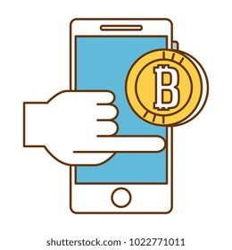 smartphone with bitcoin virtual money