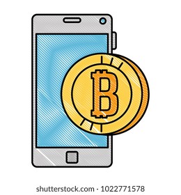 smartphone with bitcoin virtual money