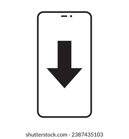 Smartphone con símbolo vectorial de flecha negra.