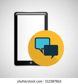 smartphone black bubble speech chat graphic vector illustration eps 10