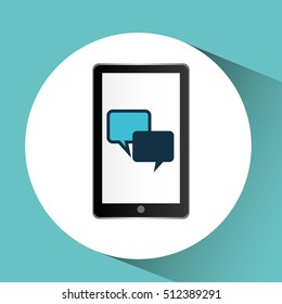 smartphone black bubble speech chat graphic vector illustration eps 10