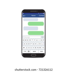 Smartphone black chatting sms app template bubbles, black and white theme. Place your own text to the message clouds. Compose dialogues using samples bubbles! Eps 10 format