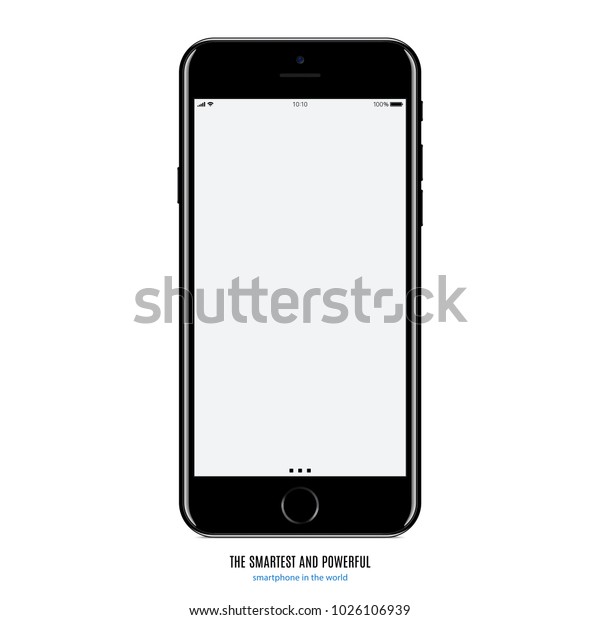 白い背景にスマートフォンスタイルの黒い色と空の画面 ストックベクターイラストeps10 のベクター画像素材 ロイヤリティフリー 1026106939