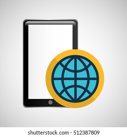 smartphone black connection globe graphic vector illustration eps 10