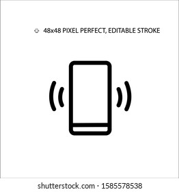 Smartphone black line simple icon.Icon for mobile apps.Editable Stroke. 48x48 Pixel Perfect. 