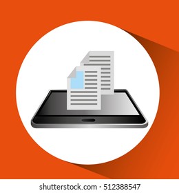 smartphone black lying document business icon design vector illustration eps 10