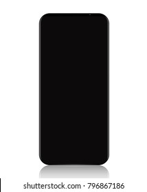 smartphone black realistic on white background vector mock-up